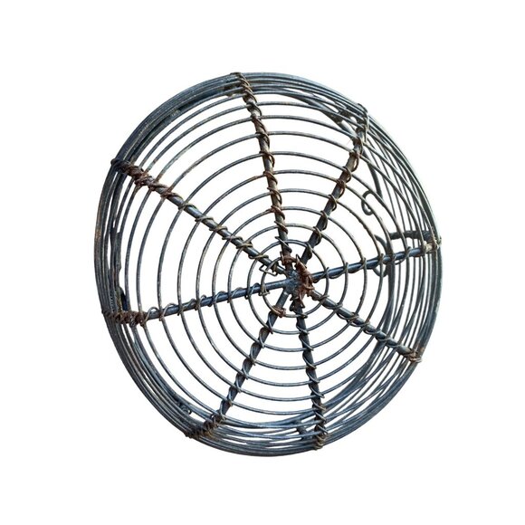 Vintage Chicken Egg Metal Wire Basket w Handle, Hand Tied, Weathered - Picture 3 of 9